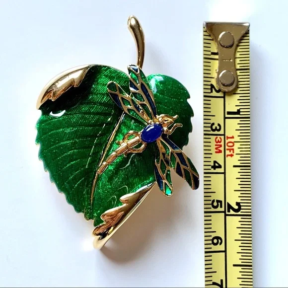 2-in-1 Dragonfly leaf enamel brooch - Picture 7 of 8
